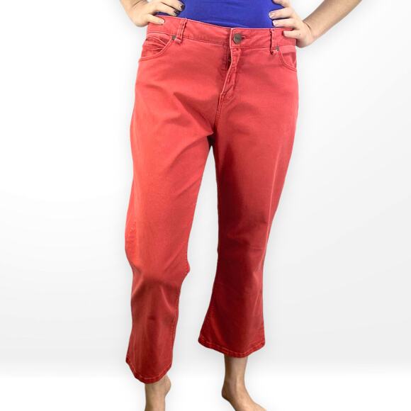 SANCTUARY Orange Red Cropped High Rise Flared Capri Pants - Picture 7 of 7